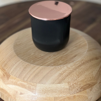 Black Ribbed Candle in French Vanilla Bourbon