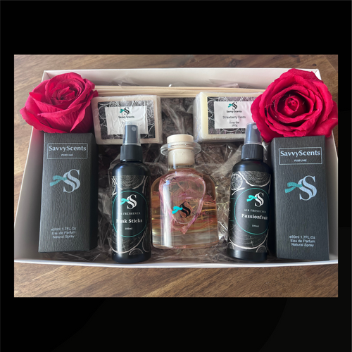 Youthful fragrance hamper with fruity air fresheners, tropical soaps, and bold scent dupes for Father’s Day